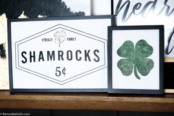 Customized Shamrocks For Sale Sign And Distressed Green Clover Printable Art For St Patricks Day #remodelaholic