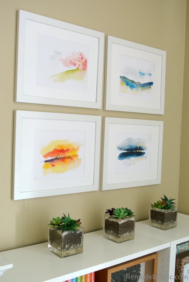 Printable Abstract Watercolor Landscape Set + Easy IKEA Hack Wood Picture Frame