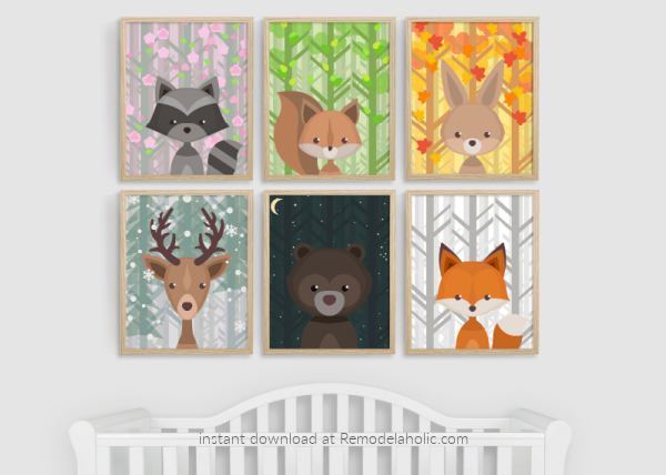 Printable Woodland Animal Nursery Art Set